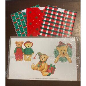 Vintage 1988 Set of 3 Current Gift Bags & Seals (Stickers) Christmas Teddy Bear